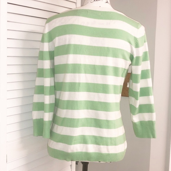 Izod Mint Green Stripe Sweater Top Size Medium‎ - Picture 2 of 3